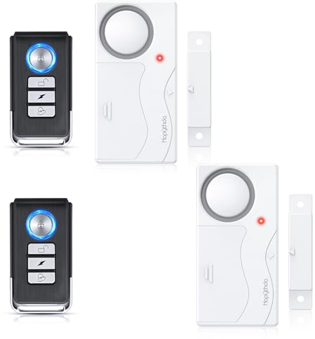 Türalarm 2er Set, 108 dB Fensteralarm mit Fernbedienung, Klebemontage ohne Bohren, Einbruchschutz Alarmanlage für Türen/Fenster/Garage, Wasserdichter vibrationsalarm
