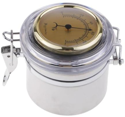 Pfeifentabak Humidor Box - Edelstahl Zigarrenglas mit Hygrometer & Luftbefeuchter, Luftdichter Feuchtigkeitsregulierungsbehälter