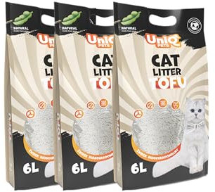 UNIQ PETS Tofu Katzenstreu 7,5kg 18L kein Geruch I Bio Katzenstreu klumpend Staubfrei I Naturreines tofu Cat Litter I Geruchsneutralisierend I Klumpstreu Ohne Staub