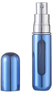 Refillable Travel Perfume Atomizer 5ml – Metallic Blue Turquoise Spray Bottle, Portable Perfume Spray for Women & Men, Pocket-Sized Fragrance Travel Bottle