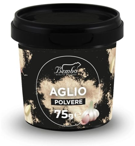 Aglio in Polvere Bembo 70 g – Spezia Naturale Essiccata al Sole – Aroma Intenso – Confezione Anti-Spreco, Anti-Luce e Anti-Ossidazione.