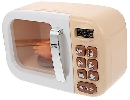 KONTONTY Mini Jouet pour Garçon et Filles Micro-Ondes Factice en Plastique Khaki Effets Sonores Décoration de Bureau Amusante et Petite Taille pour Jeu Cuisine
