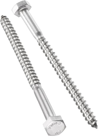 TA-VIGOR 10Pcs Coach Screws, M6 x 90mm Hex Head Lag Bolts, 304 Stainless Steel Sleeper Concrete Wood Screw Hexagon Lag Half Thread Self-Tapping Bolts for Outdoor Use in Decking, Fencing