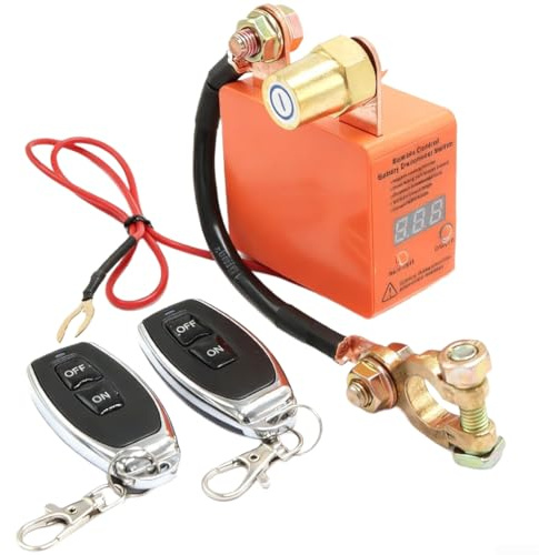 MuchLuckystar Car Off Switch, Remote Control 12V 24V Disconnect Isolator with Key Fobs -Kill Switch with 3mA Low Standby Current