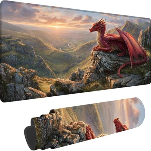 Gris Tapis de Souris Gamer, Grand Tapis de Souris XXL 1500x800x3 mm, Dragon Mouse Pad Gaming Accessoire Lavable, Caoutchouc Antidérapante Mousepad Améliore la précision et la Vitesse pour Gamer w-2831
