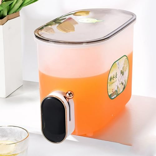Fdit Bouilloire Froide de 5 L avec Robinet, Infuseur à Fruits, Pichet, Distributeur de Limonade, Réfrigérateur en Plastique de qualité Alimentaire, Récipient à Boissons pour thé aux