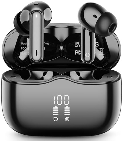 Wireless Earbuds, 2026 Bluetooth 5.4 Headphones in Ear 6D Deep Bass Stereo, 40H Earphones with 4 ENC Noise Cancelling Mic, IP7 Waterproof LED USB-C, AI-Enhanced Calls Bluetooth Earbuds for Android iOS
