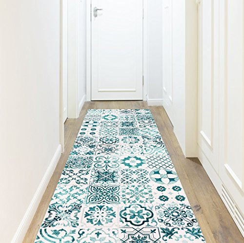 Viniliko Tapis Port Grimaud, Vinyle, Turquoise, 80 x 300 x 3 cm