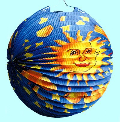 DS Euro Sankt Martin Lampions 24cm, “Sonne + Mond” im preiswerten 12er Komplett-Set = 36-teilig, schwer entflammbar, Lieferung Frei Haus