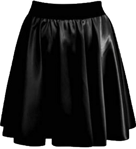 Candid Styles Womens Ladies Wet Look PVC Faux Leather Mini Midi Maxi Peplum Skater Skirts 8-26 Skater Skirt 16-18