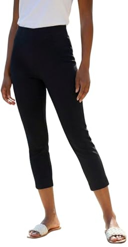 Roman Cropped Trousers for Women UK Ladies Capri Leggings Summer Pants Short Crop Stretch 3/4 Length Three Quarter Pedal Pusher Clothes Elasticated Bengaline Cut Off