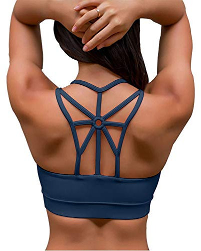 YIANNA Sport-BHs für Damen, gekreuzter Rücken, gepolsterter Sport-BH, mittlere Unterstützung, Workout, Laufen, Yoga-BH, Blaugrün/Ein Hauch von Paradies (Trace of Paradise), XX-Large