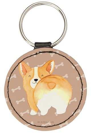 Mr. & Mrs. Panda Rund Schlüsselanhänger Corgi Po - Geschenk, Hundeliebe, Hunderasse, Hund, Taschenanhänger, Schutzengel, Tierliebhaber, Corgie,