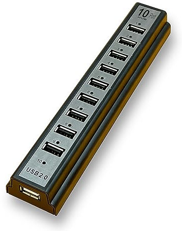SM-PC® USB 2.0 10-Port Hub mit Netzteil Verteiler Anschluss #628