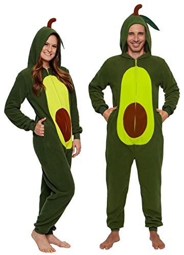 Funziez! Slim Ananas Avocado Erwachsene Onesie Essen Halloween Kostüm Einteiler Cosplay Anzug für Erwachsene Frauen Männer, Avocado, S