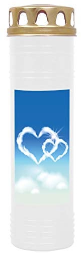 HS Candle 4er Pack Grabkerzen mit Motiv, Grablicht mit Brenndauer von ca. 7 Tage, Motiv: Herz Wolke, in vielen weiteren Varianten