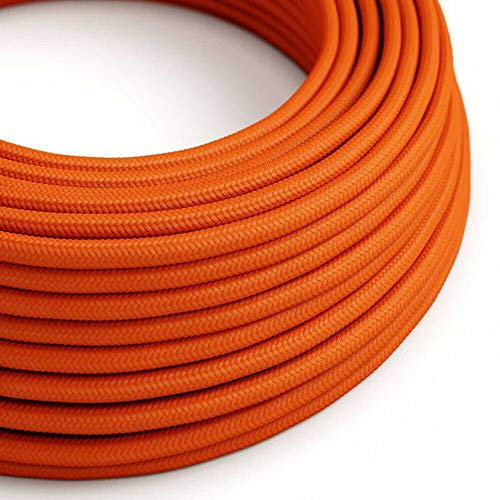3 Conductor Italian Orange Coloured 1 Meter Vintage 3 Core Round Electric Cable Fabric Covered Wire Italian Braided 0.75 mm Electrical Cable Flexible Wire for Lighting Other Appliances