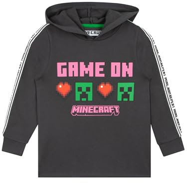 Minecraft Hoodie | Gaming Hoodie | Cotton Girls’ Hoodies | Hooded Girls’ Sweatshirts | Grey 5-6 Years