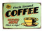 Cartel de Chapa Decoración Hogar Vintage, Letrero A4 Estilo Antiguo de metálico Retro (COFFEE)