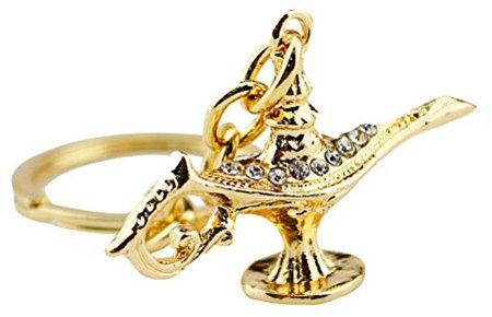 PRETYZOOM Aladdins Lampe Form Schlüsselanhänger Vintage Schlüsselhalter Kreative Schlüsselring Dekoration Kleines Geschenk Metall Souvenir für Männer Frauen (Golden) Home Supplies