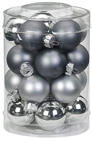 Magic 20 Christbaumkugeln Glas 3 cm Christbaumschmuck Weihnachtskugeln Baumkugeln Baumschmuck Weihnachtsdeko Farbe: Hazy Grey - grau
