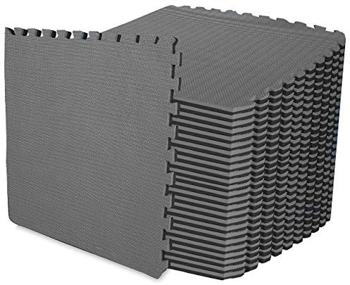 ComFy Mat Tappetino per esercizi in schiuma extra spesso (2 cm), tappetino da palestra, puzzle ad incastro in EVA, cuscino in gomma antiscivolo per allenamento a casa, nero/grigio, 20 piastrelle (20