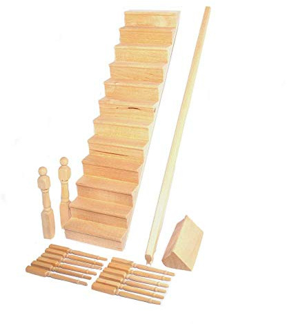 Melody Jane Dolls Houses Puppenhaus Treppe Mit Gebogen Treppengeländer Set Miniatur Treppe DIY Bastler