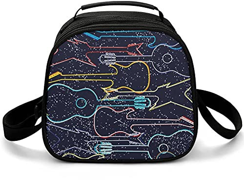 Bunte Akustik- Und E-Gitarren Lunch Tote Bag Für Teenager Mädchen Jungen Schüler