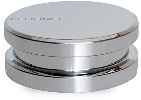 Fluance HiFi Peso per Vinili – Stabilizzatore da 760 g in acciaio argentato con base in velluto, Argento (RW02)