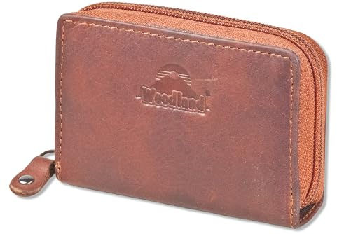 Woodland® Kreditkartenetui mit RFID/NFC-Blocker Schutz für 15+ Kreditkarten aus Rindsleder Cognac