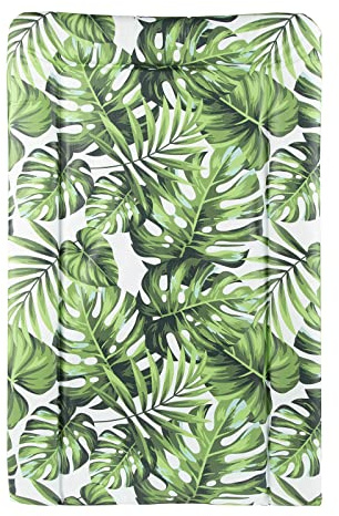 CuddleCo Baby Nappy Changing Mat - Waterproof, Anti-Roll Nursery Changing Table Topper with Curved Sides and Raised Edges - Tropics