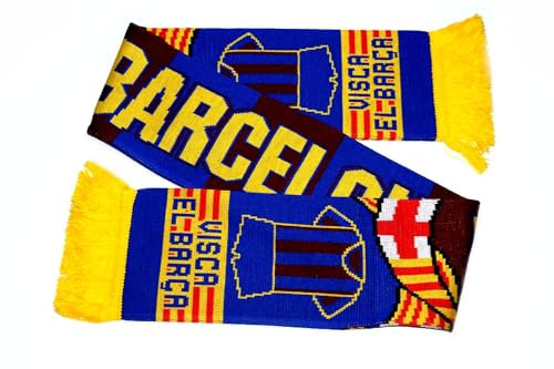 Generic Barca Schal Fanschal Fußball Barcelona Visca EL, Bordeaux Gelb Blau, 145cm x 17cm