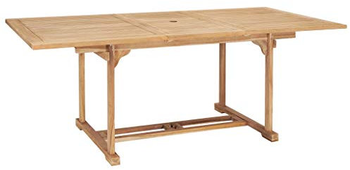 Tidyard Ausziehtisch Teakholz (150-200) cm | Ausziehbarer Esstisch | Massivholz Gartentisch | Wetterfest Holztisch für Garten Terrasse Balkon Outdoor