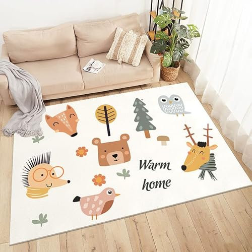 Teppich Kinderzimmer Zeichentricktier Fuchs,Ultraweiche Lernmatten für Kinder-80x160cm