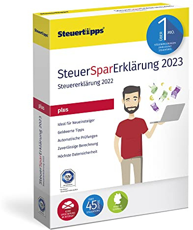 SteuerSparErklärung Plus 2023, Schritt-für-Schritt Steuersoftware für die Steuererklärung 2022, mit dem Plus an Steuerwissen, PC Aktivierungscode per Mail für Windows 8, 10 und 11