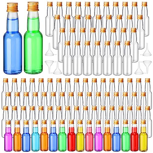 3.3 oz 120 Pcs Mini Liquor Bottle Plastic Alcohol Bottle, Gold