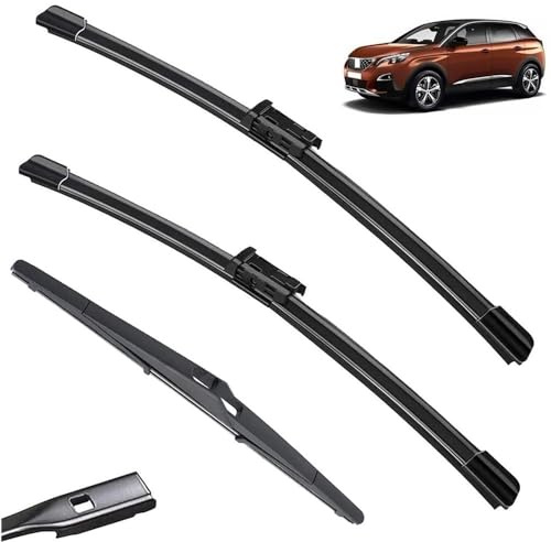 Calidad OEM Juego de escobillas limpiaparabrisas delanteras y traseras for Peugeot 3008 MK2 2017 2018 2019 2020 2021 limpiaparabrisas de 28 y 16 y 12 Ajuste perfecto para parabrisas.