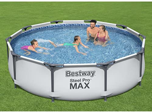 Piscina Familiare Grande per Interno e Giardino Pro Max 4678 L Acciaio con Cinghia Rinforzata a 3 Strati per Montaggio a Parete Aggiuntivo Facile da Rimuovere, 305 x 76 cm