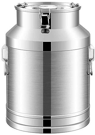 Large Capacity Milk Transport Bucket, 201 Stainless Steel Milk Can Wine Pail Bucket Tote Jug Milk Can Canister Milk Pot Bucket with Sealed Lid Heavy Duty Milk Churn Can 18L