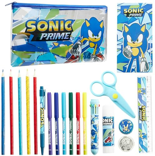 SONIC THE HEDGEHOG Federmappe Set mit School Supplies - Geschenke für Jungs