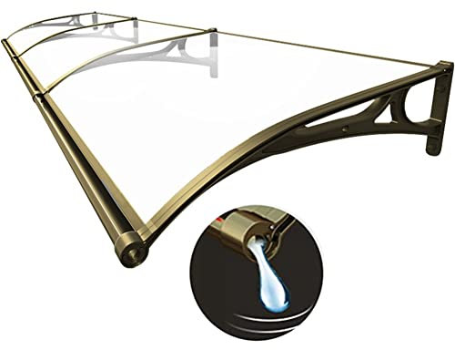 Fensterüberdachung mit Regenrinne, Polycarbonat-Abdeckung für den Außenbereich, Vordertür, Terrassenüberdachung, UV-Schutz vor Regen, Schnee, Sonnenlicht, mit Metallbeschlägen