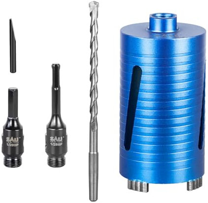 Diamond Core Drill Bit Set 91mm x 150mm Long Turbo Laser-Welded Segments for Concrete Brick Block Stone Masonry Granite Drill Bit Core Accessories with SDS Adapter,Hex Shank Adapter,Centre Drill Bit