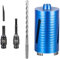 Diamond Core Drill Bit Set 91mm x 150mm Long Turbo Laser-Welded Segments for Concrete Brick Block Stone Masonry Granite Drill Bit Core Accessories with SDS Adapter,Hex Shank Adapter,Centre Drill Bit