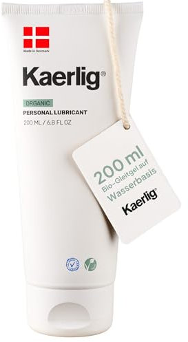 Kaerlig 200ml Bio-Gleitgel auf Wasserbasis - Wasserbasiertes Gleitmittel für angenehme Gleitfähigkeit - Gleitgel Gel Kompatibel mit Kondomen & Sexspielzeug - Hergestellt in Dänemark,