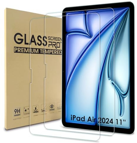 WD&CD Lot de 2 protecteurs d'écran compatibles avec iPad Air 2024 11, film de rechange en verre trempé pour iPad Air 2024 11''【Anti-rayures】【Anti-bulles】【Haute définition】