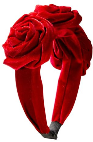 Alpenflüstern Trachten-Haarreif Samt Blüten - Damen Haarschmuck rutschfest, Haarband fürs Dirndl (rot) ADV146