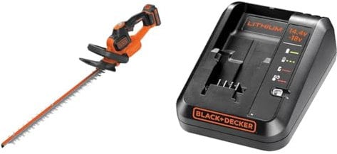 BLACK + DECKER | GTC18452PC-GB 18V 45cm Anti-jam Hedge Trimmer, 18 V, Orange & 14.4-18V Cordless Fast Charger for Power Tools with 2 Years Guarantee, 1 Ah Lithium-Ion, BDC1A-GB