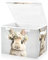 Mnsruu Storage Boxes with Lids, Watercolor Bunny Floral Bouquet Large Storage Basket Organizer Shelves Cube Bin Toy Clothes Underbed