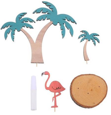 Cabilock 3 Stück Hawaii Ornamente Heimdekoration Hawaiianische Verzierung Tropische Verzierung Holzverzierung DIY Hawaiianische Verzierung Holzblattverzierung Hawaiianische