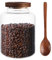SHUESS 1950 ml Vorratsgläser Glas mit Deckel, Luftdicht Gläser mit Holzdeckel, Kaffeebohnen Glasbehälter, Vorratsglass für Müsli, Glas Luftdichte Vorratsdosen für Pasta Nudeln, Mehl Aufbewahrung